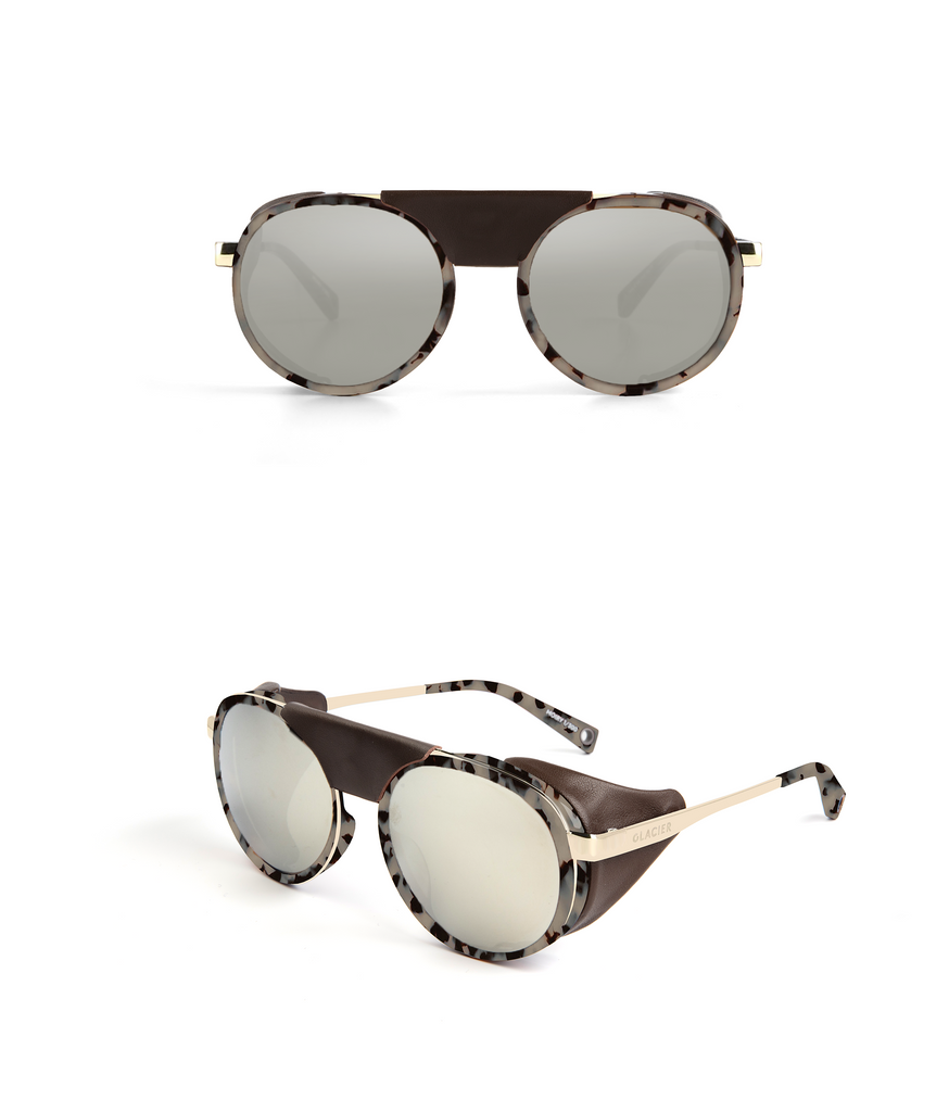 Mountaineering top sunglasses leather